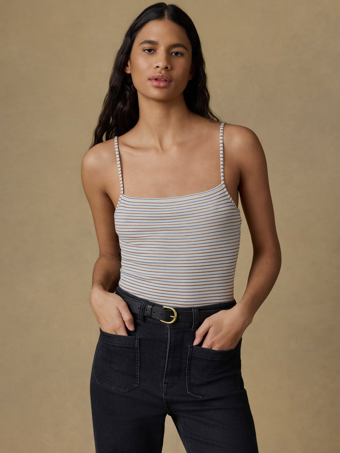 | Featherweight Freestyle Rib Cami - Egret Stripe | Faherty Brand