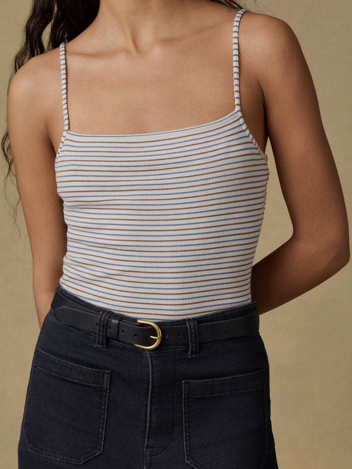 | Featherweight Freestyle Rib Cami - Egret Stripe | Faherty Brand