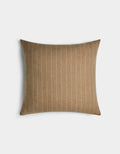 The Florence Pillow by Cozy Earth features a square beige design with thin vertical white pinstripes, shown on a plain white background.|Color:Brandy
