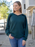 Forest green top with velvet detail