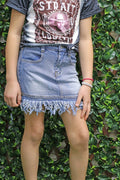 Frayed Denim Skirt