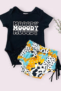 Fringed Multi cow print bummies