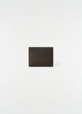 Gear card holder in dark brown bubble lambskin leather LEMAIRE front view on white background