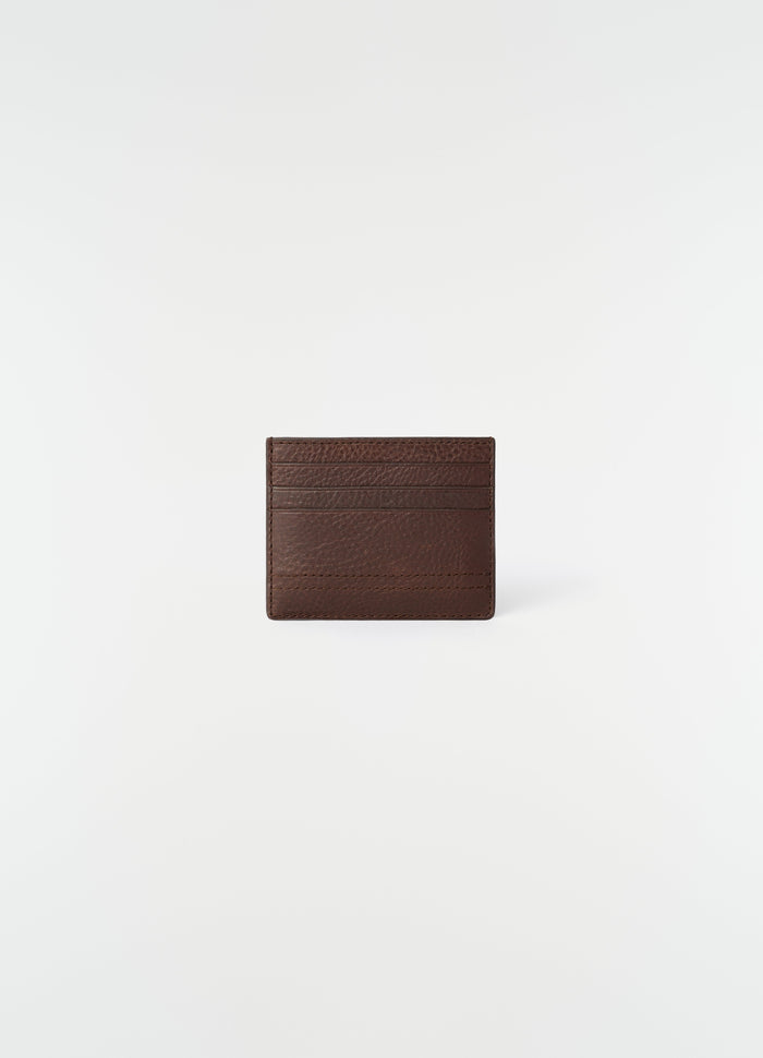Gear brown leather card holder with multiple slots LEMAIRE plain white background