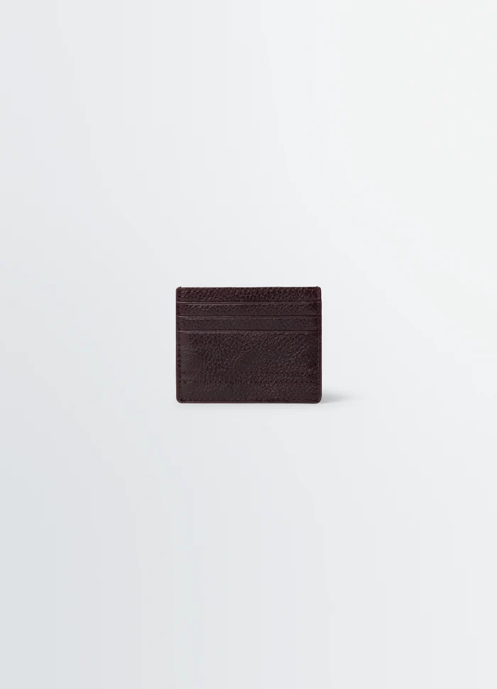 Gear Card Holder in Glossy Vegetable-Tanned Leather, product shot, Front View Compact Design
