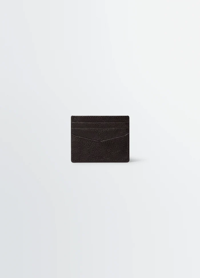 Gear Card Holder in Leather in Glossy Vegetable-Tanned Leather, product shot, side view textured finish