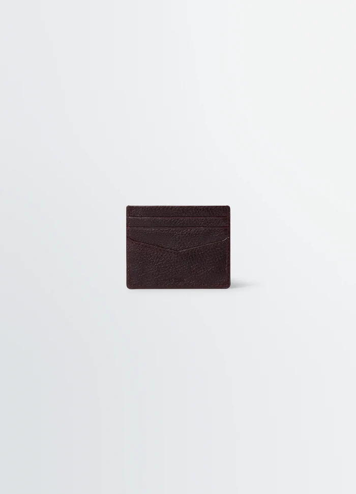 Gear Card Holder in Glossy Vegetable-Tanned Leather, product shot, side angle sleek profile design