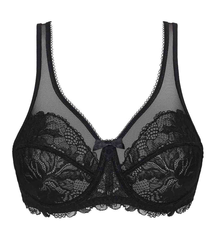 Generous Essential Lace Full Cup Bra in Tuxedo Black