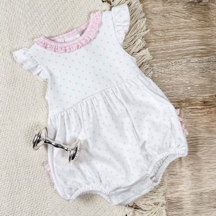 Gingham Dots Ruffle Flutters Bubble in Pink magnolia baby