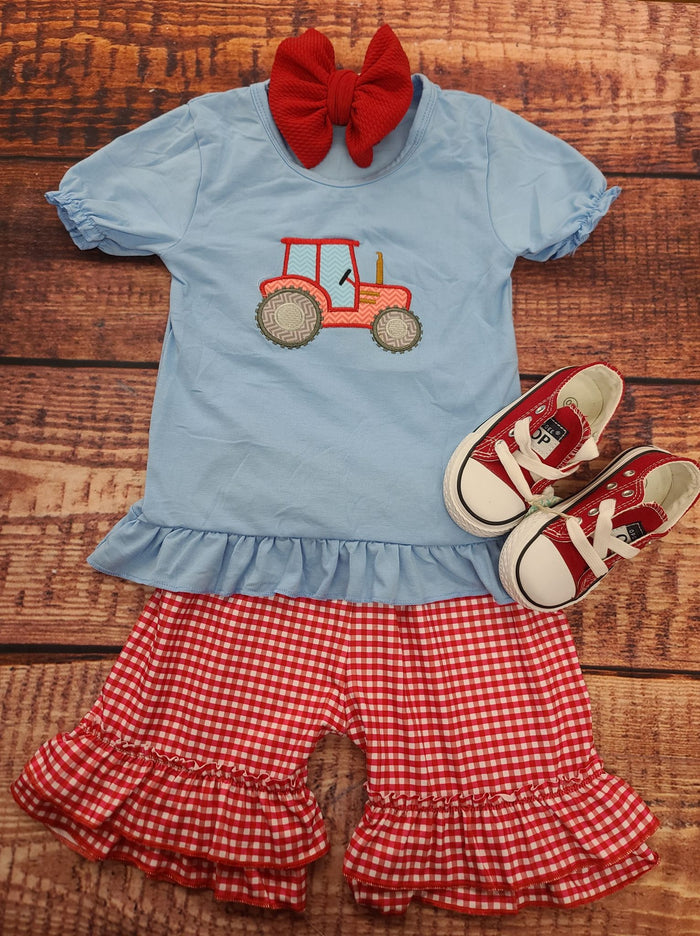 Girls Blue Tractor 2Pc