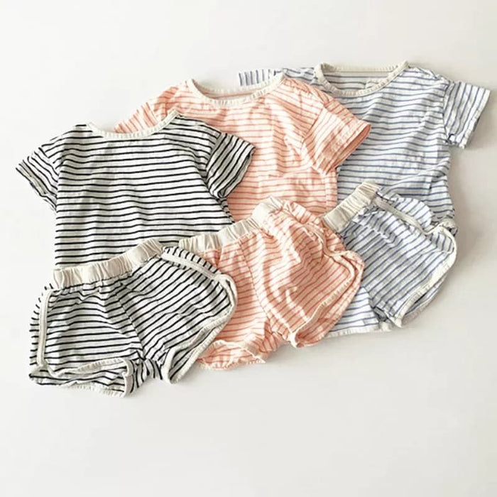 Girl's Coral/white 2pc shirt set