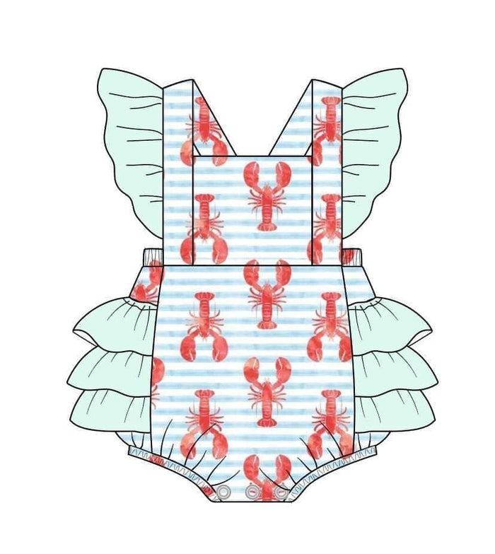 Girls Crawfish/Stripes Romper