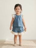 Girls' Denim & Lace Flutter Two-Piece Set