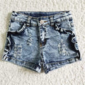 Girls Distressed Stonewashed Jean Shorts