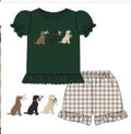 Girl's Green/Tan Dog 2pc