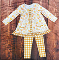 Girls Mustard Plaid Pumpkin 2pc