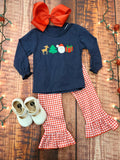 Girls Navy Emb. Christmas 2pc