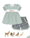 Girls Olive/Navy Wildlife 2PC