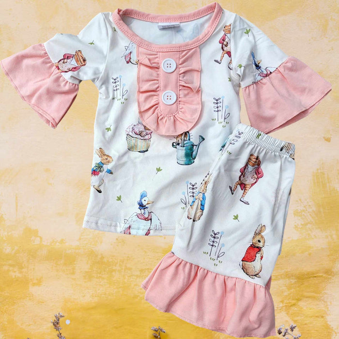 Girls Pink Bunny PJs