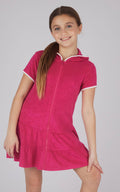 Girls Towel Terry Zip Up Cover-up with Pompom