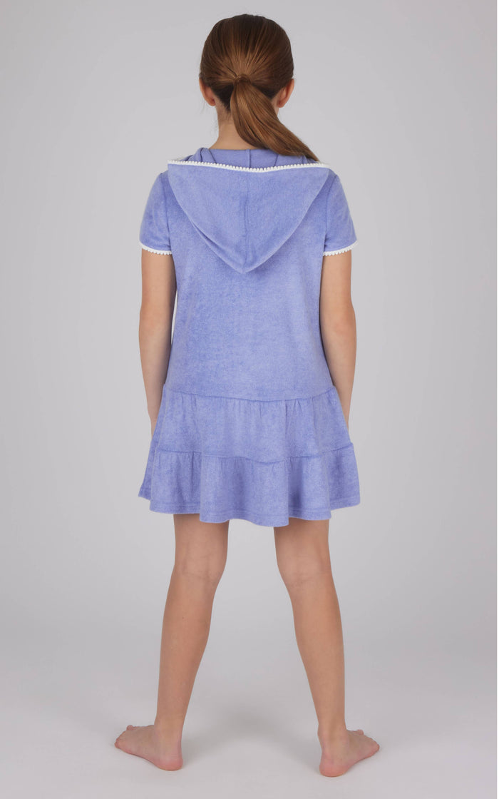 Girls Towel Terry Zip Up Cover-up with Pompom