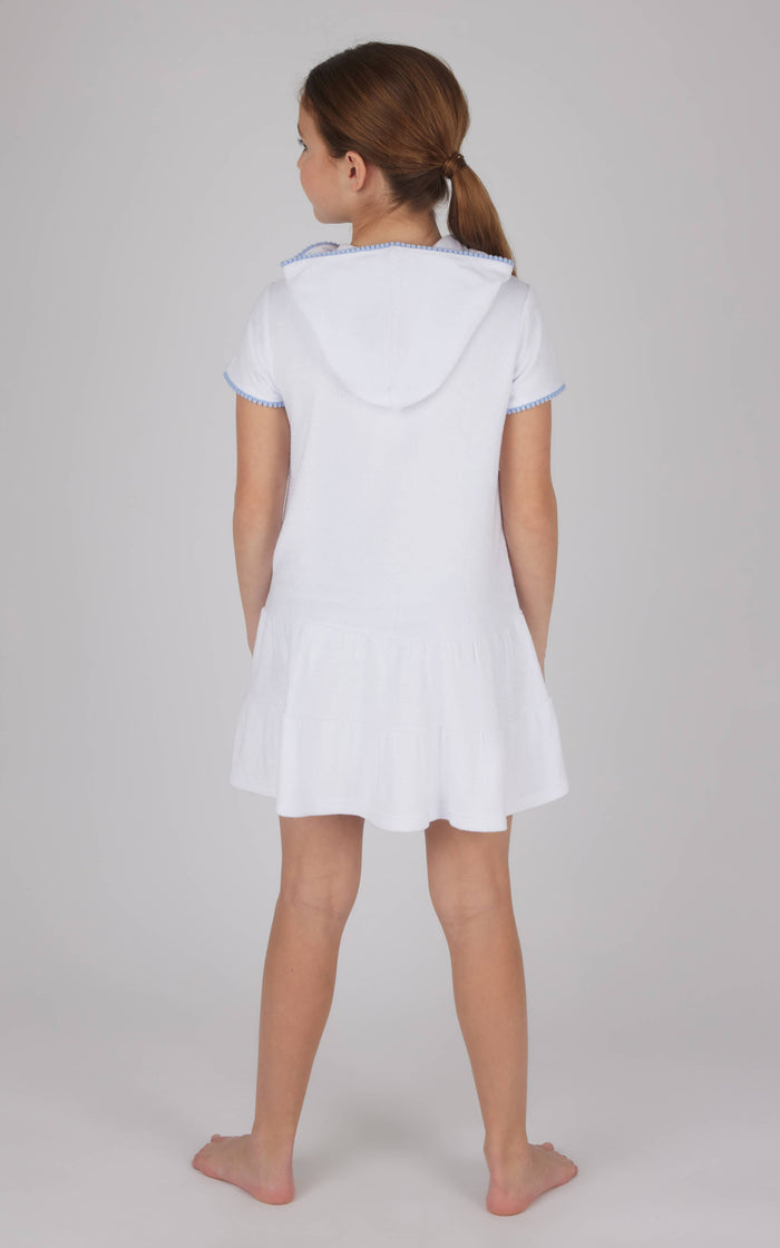 Girls Towel Terry Zip Up Cover-up with Pompom