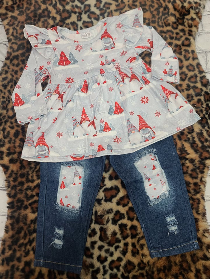 Gnome Christmas Distressed 2pc