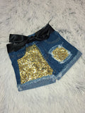 Gold Sequin Patch shorts