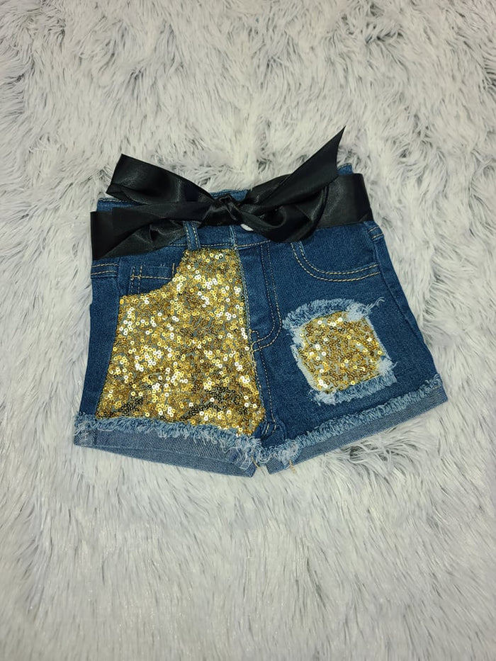 Gold Sequin Patch shorts