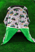 Gray/Green Tractor Car Seat Cover