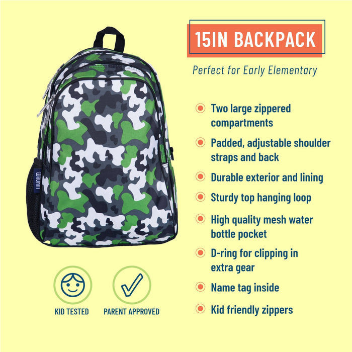 Green Camo  Backpack - 15 Inch