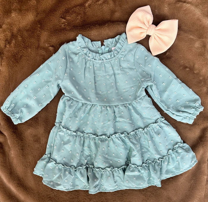 Green Dot Ruffle Tiered Dress