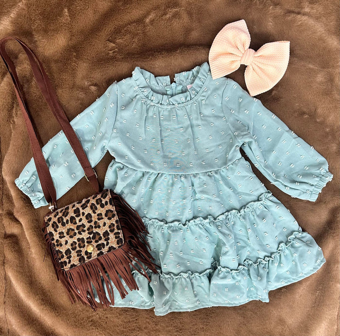 Green Dot Ruffle Tiered Dress