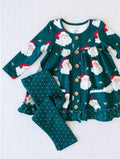 Green Polka Dot Santa 2PC