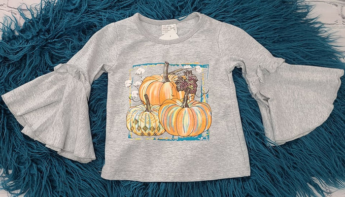 Grey Bell sleeve pumpkin top
