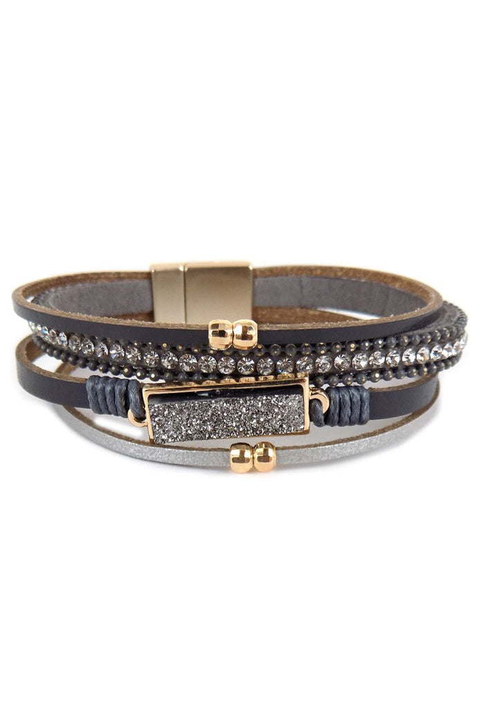Grey druzy strand bracelet
