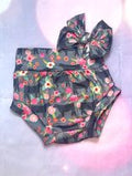 Grey Floral Cow Bummie Set