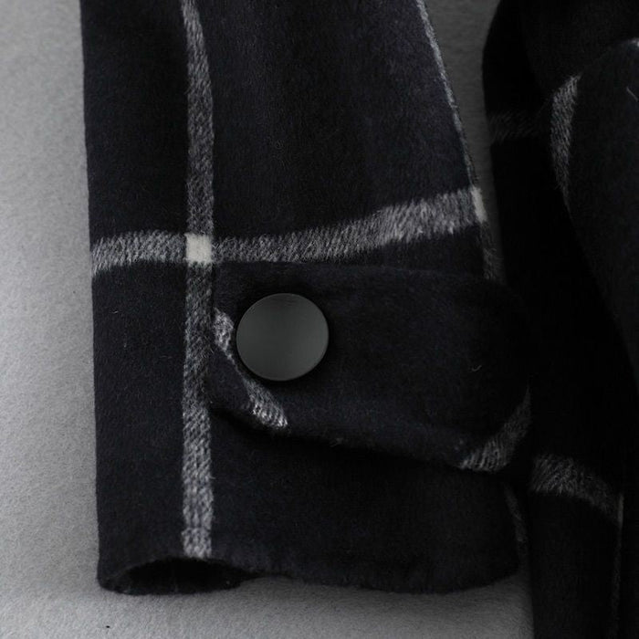 Grid Coat Women's Mid-length Woolen Coat Women