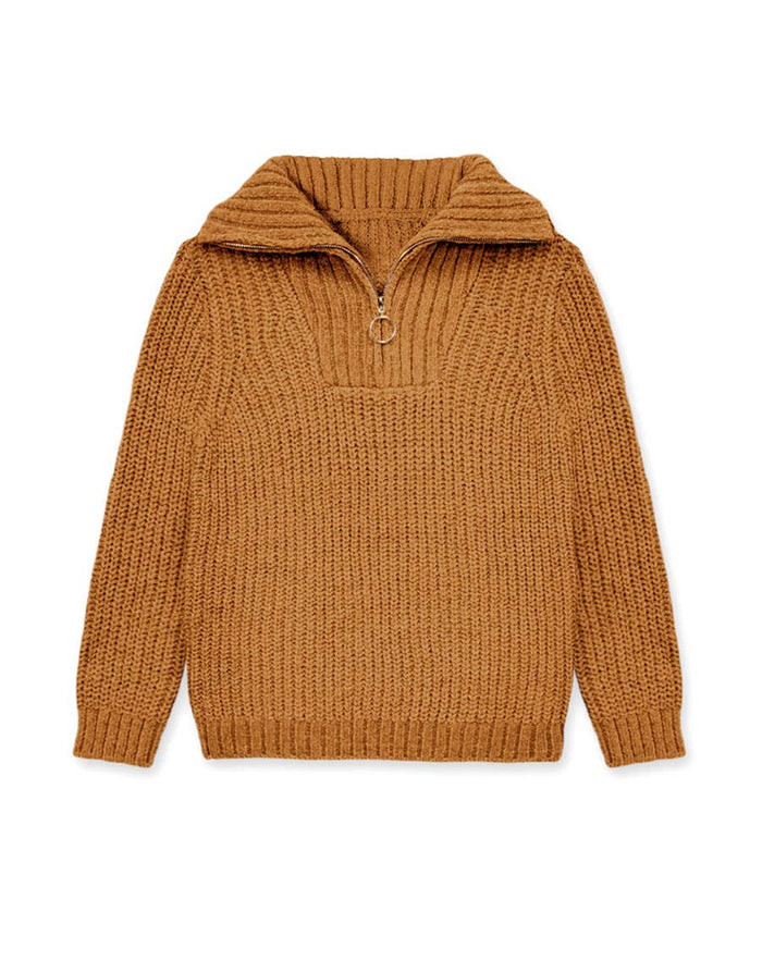 GWS-Y25-9036B Girl's Pullover Lurex Sweater w/ Zip Front