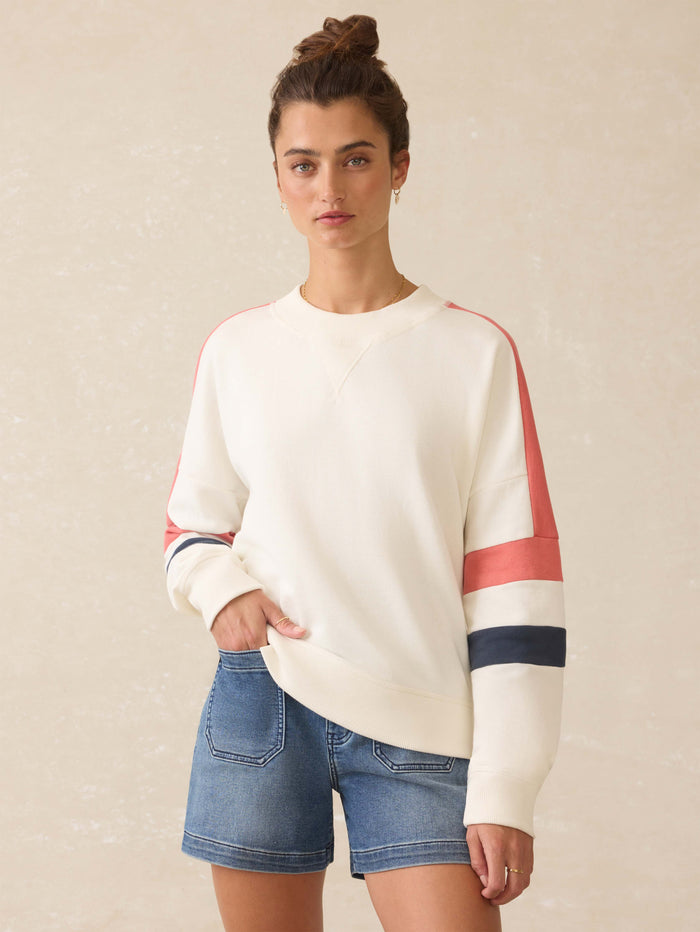 | High Standard Fleece Varsity Crew - Rosewood Field | Faherty Brand