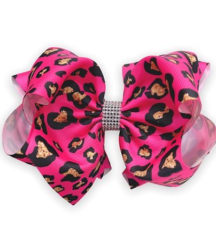 Hot Pink Leopard DBL Bling Bow