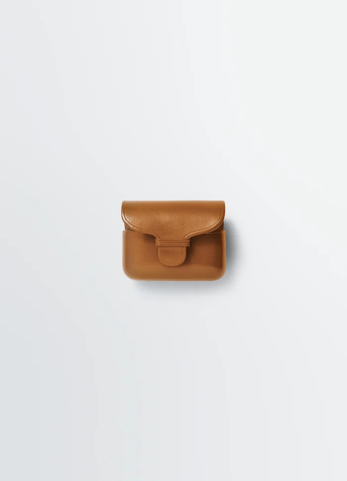 IL BUSSETTO FOR LEMAIRE AIRPODS PRO in Molded Patinated Vegetable-Tanned L, product shot, front view compact design