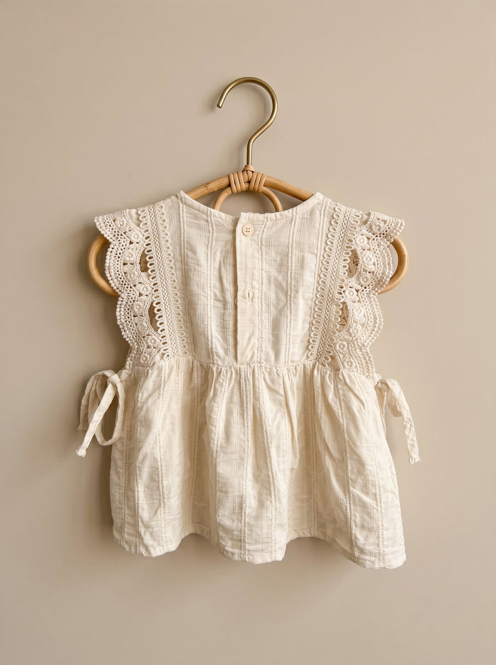🤍 Ivory Lace Top & Black Floral Shorts Set