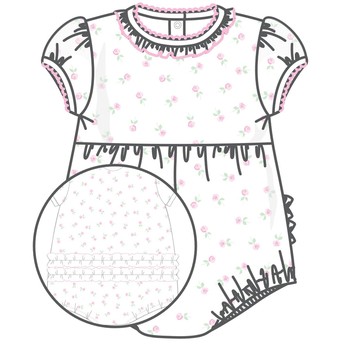 Juliette's Classics Print Ruffle Short Sleeve Bubble Floral pink