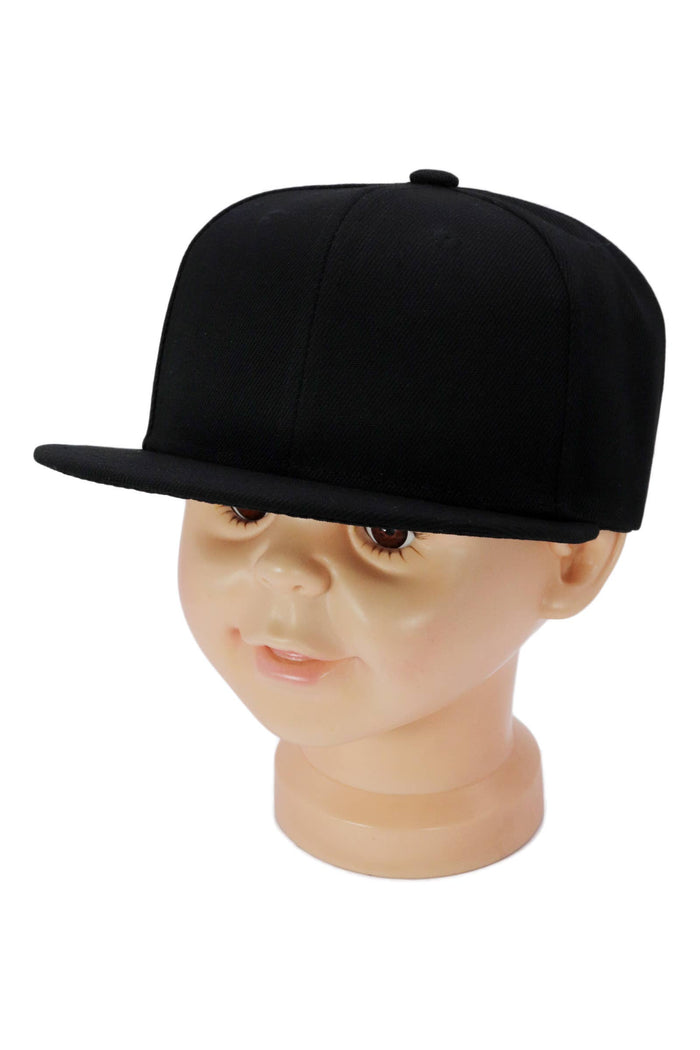 Kids Solid Twill Snap Back Flat Bill Cap