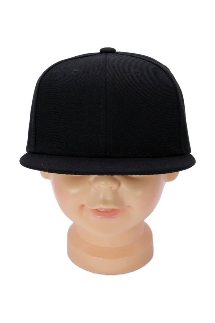 Kids Solid Twill Snap Back Flat Bill Cap