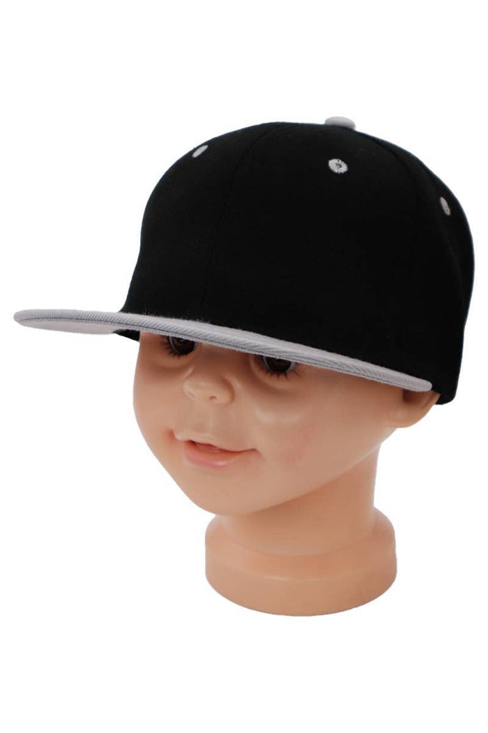 Kids Solid Twill Snap Back Flat Bill Cap