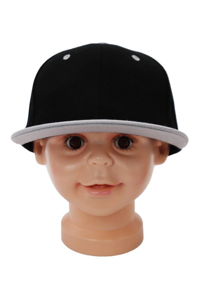 Kids Solid Twill Snap Back Flat Bill Cap