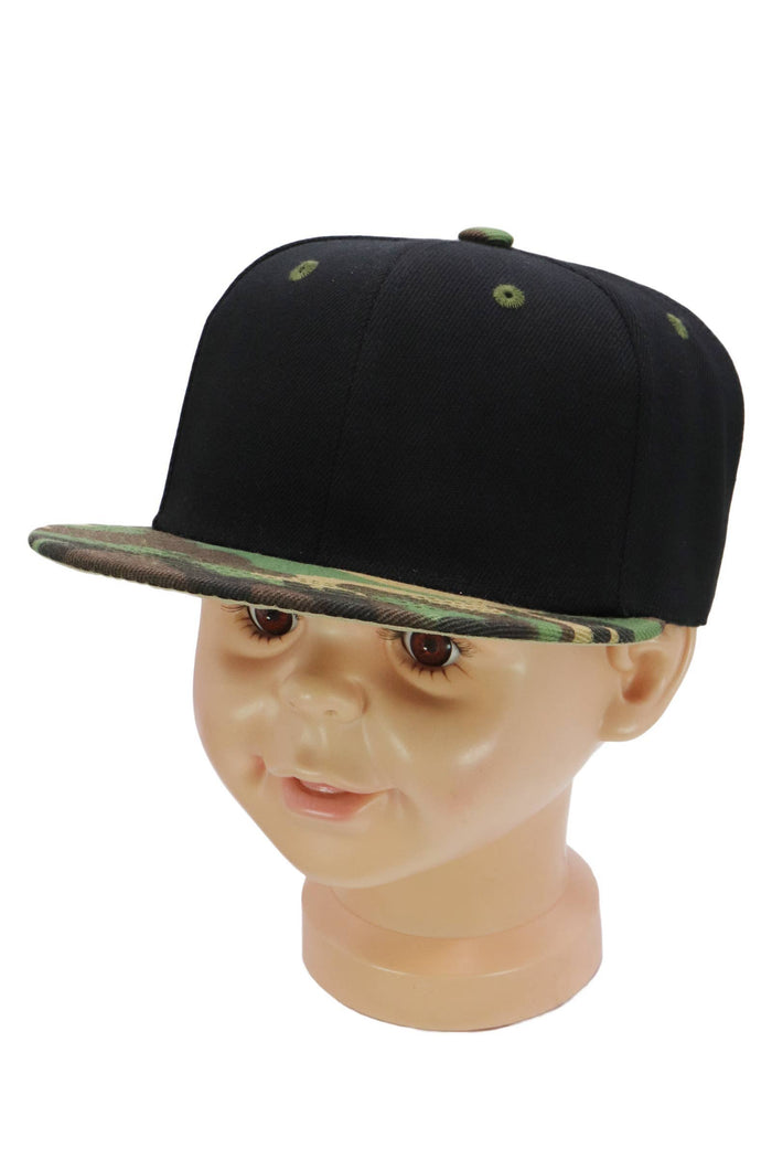 Kids Solid Twill Snap Back Flat Bill Cap