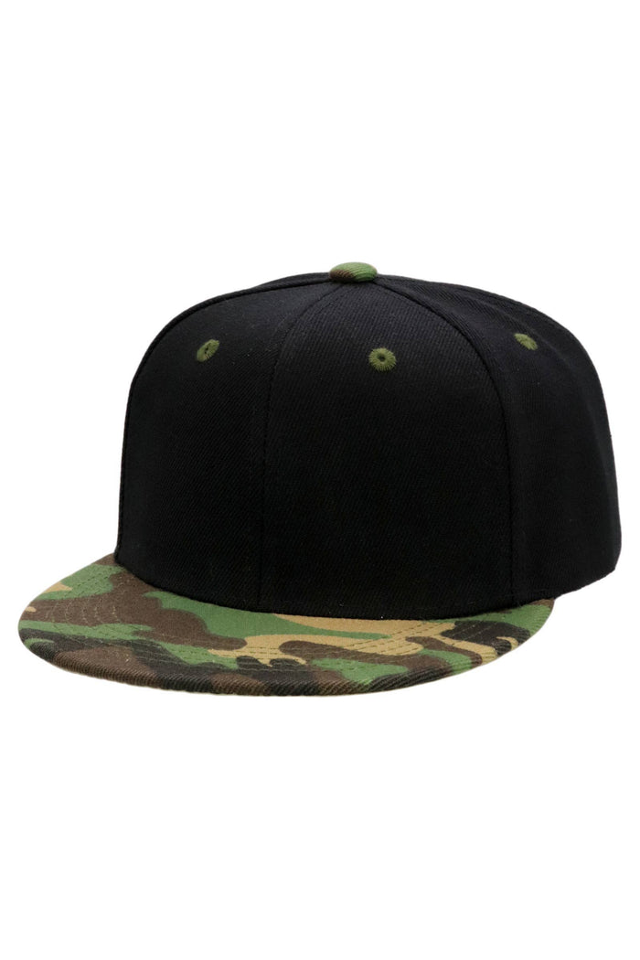 Kids Solid Twill Snap Back Flat Bill Cap